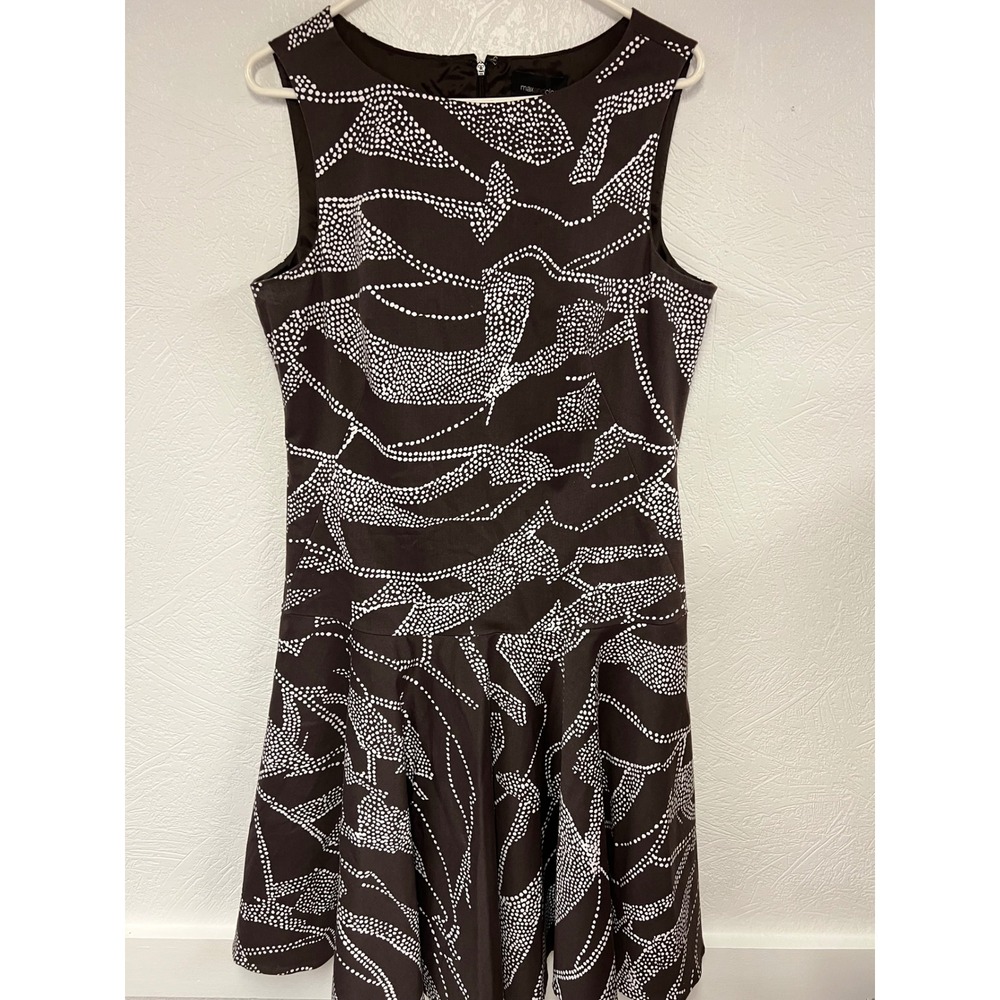 Max and Cleo Fit & Flare Dress Sleeveless Party Cocktail Brown White 12